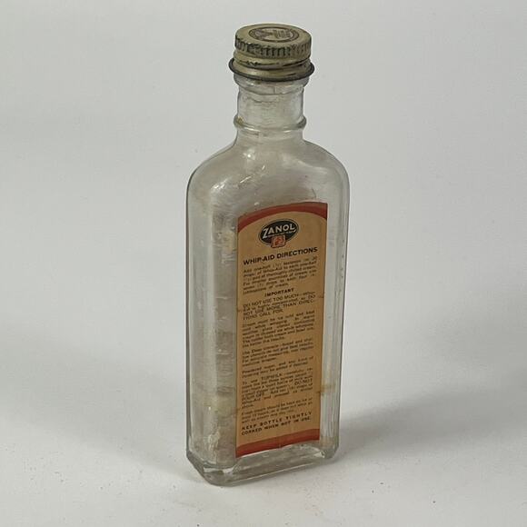 Vtg Zanol Whip Aid Glass Bottle 1940s MCM Retro Kitchen Prop Decor - Picture 2 of 8